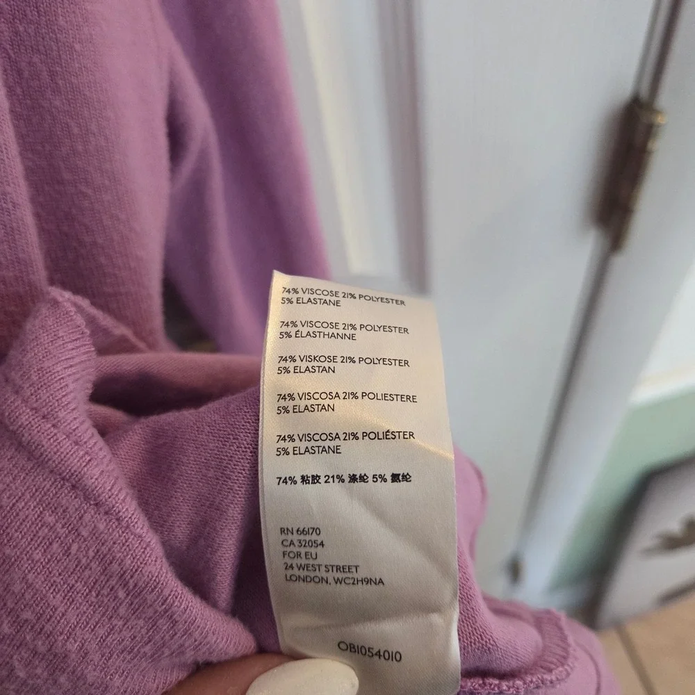 Free People L Lavender Babydoll Knit Long Sleeve‎ Crew Neck Sweater Minimalist